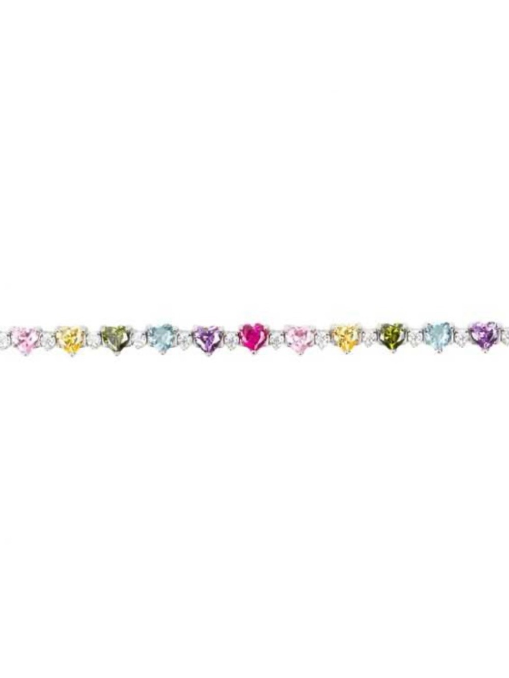 Giani Bernini 925 Multi-Color Cubic Zirconia SS Heart Gemstone Tennis Bracelet - Picture 3 of 11